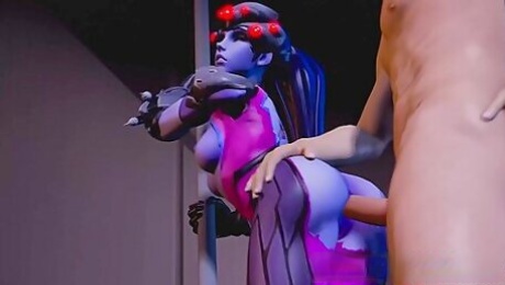 Cartoon Widowmaker With Tight Cunt Is Used As A Sex Sla