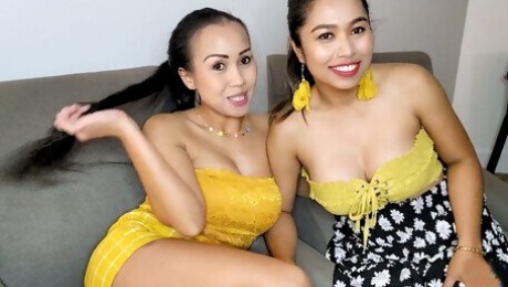 Big boobs Thai lesbian girlfriends having sexual fun in this homemade video