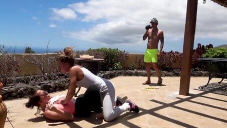 Group dicking with dirty Jarushka Ross and her friend Katy Rose